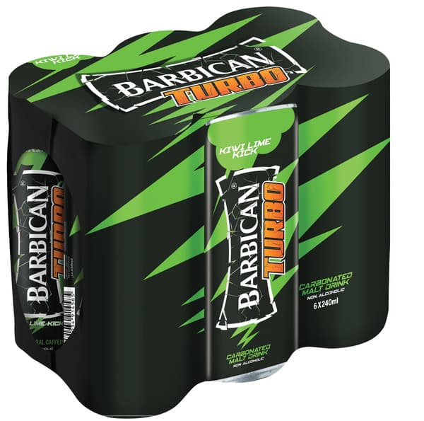 Barbican Turbo Kiwi Lime Kick Energy Drink 6X240Ml