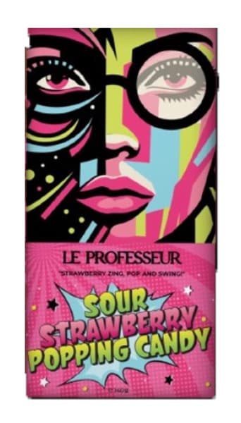 Le Professeur Sour Strawberry Popping Candy Chocolate 140G