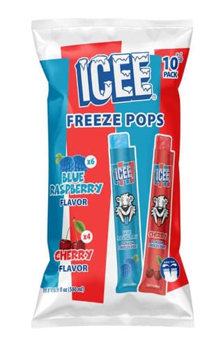 Icee Blue Raspberry & Cherry Flavor Freeze Pops 10X50Ml