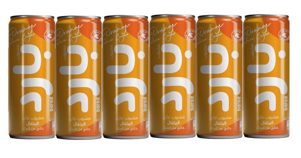 Al Rawdatain Bared Orange Zero Sugar Sparkling Drink 6X250Ml