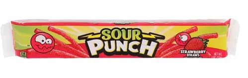 Sour Punch Strawberry Flavored Candy Straws 27G