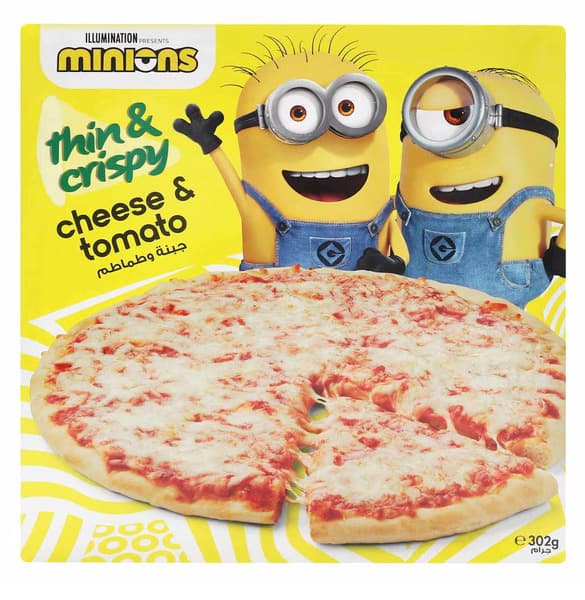 Minions Thin & Crispy Cheese & Tomato Frozen Pizza 302G