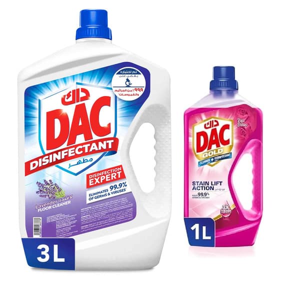 Dac Lavender Disinfectant 3L + Dac Gold Rose Bloom Cleaner & Disinfectant 1L