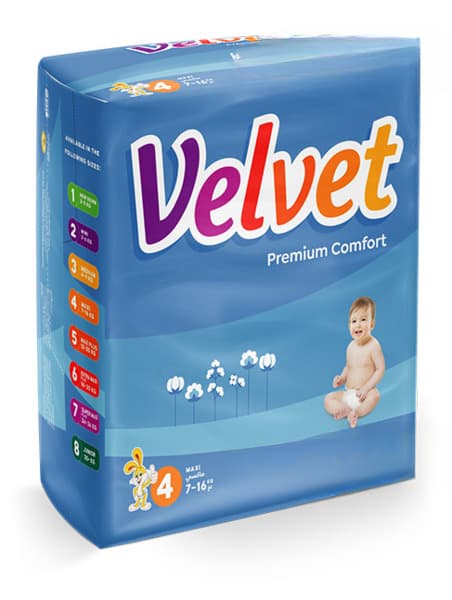 Velvet Maxi Plus Size 4 Baby Diapers (7-16 Kg)