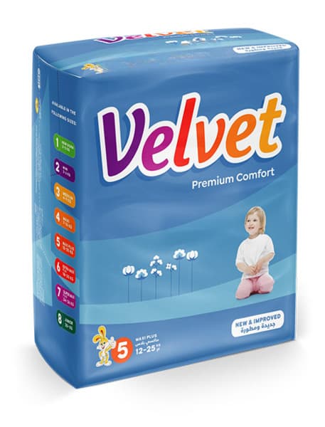 Velvet Maxi Plus Size 5 Baby Diapers (12-25 Kg)