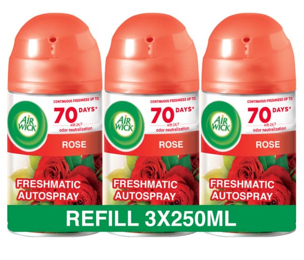 Air Wick Rose Freshmatic Auto Spray Refill 3X250Ml