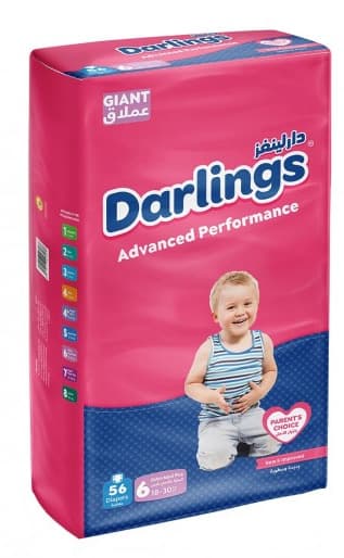 Darlings Advanced Giant Size 6 Extra Maxi Plus Diapers (18-30 Kg) 56 Pcs