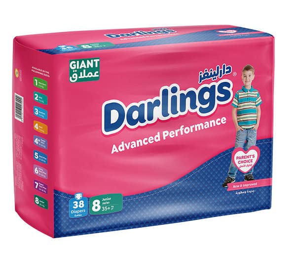 Darlings Advanced Giant Size 8 Junior Diapers (35+ Kg) 38 Pcs