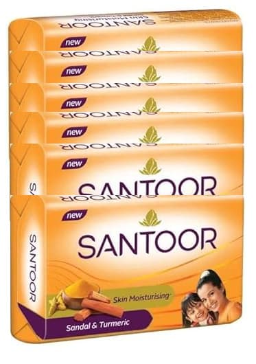 Santoor Skin Moisturizing Sandal & Turmeric Soap 6X125G