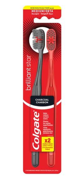 Colgate Brilliant Star Whitening Charcoal Toothbrush 2Pcs