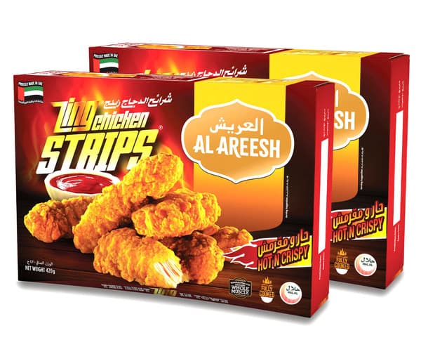 Al Areesh Hot N Crispy Frozen Zing Chicken Strips 2X420G