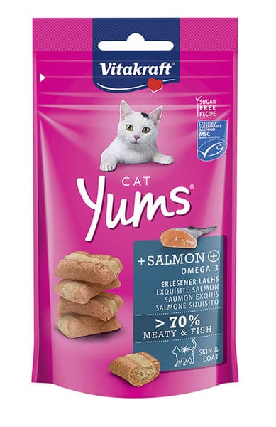 Vitakraft Yums Salmon + Omega 3 Cat Treats 40G