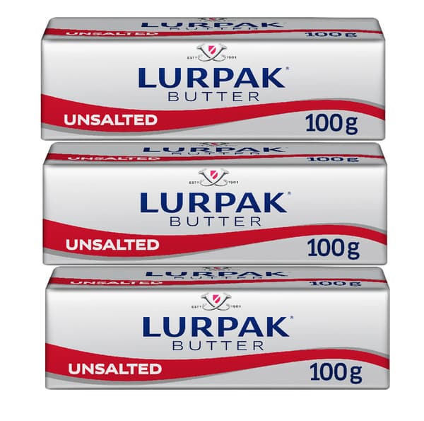 Lurpak Butter Unsalted 3x100g