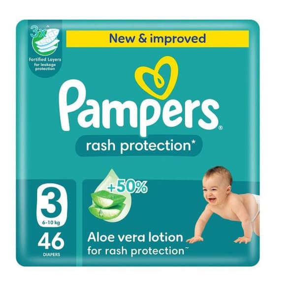 Pampers Rash Protection Jumbo Pack Size 3 Diapers (6-10Kg) 46Pcs