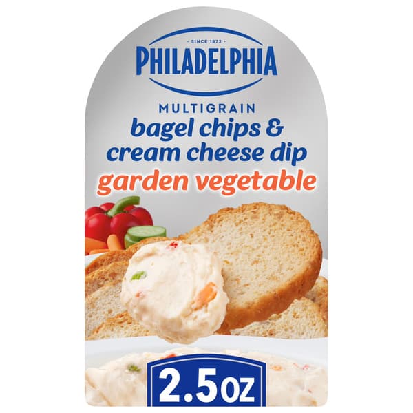 Philadelphia Garden Vegetable Multigrain Bagel Chips & Cream Cheese Dip 70G
