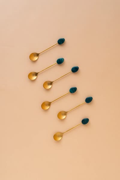 Waba Matt Gold Green Handle Teaspoon Set 6Pcs