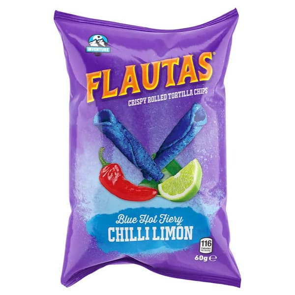 Flautas Crispy Blue Hot Fiery Chilli Limon Rolled Tortilla Chips 60G