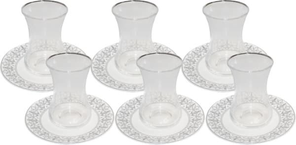 Into Home Arabesque Mosaic Silver Rim Istikana Set 12Pcs