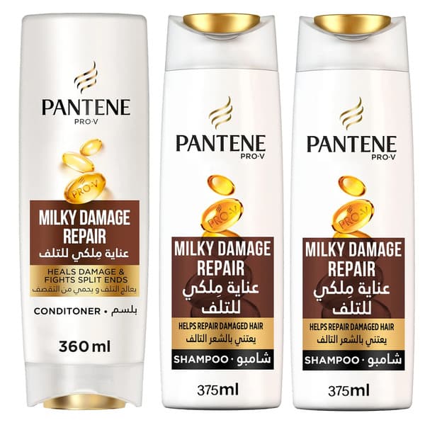 Pantene Pro-V Milky Damage Repair Shampoo 2X375Ml + Conditioner 360Ml