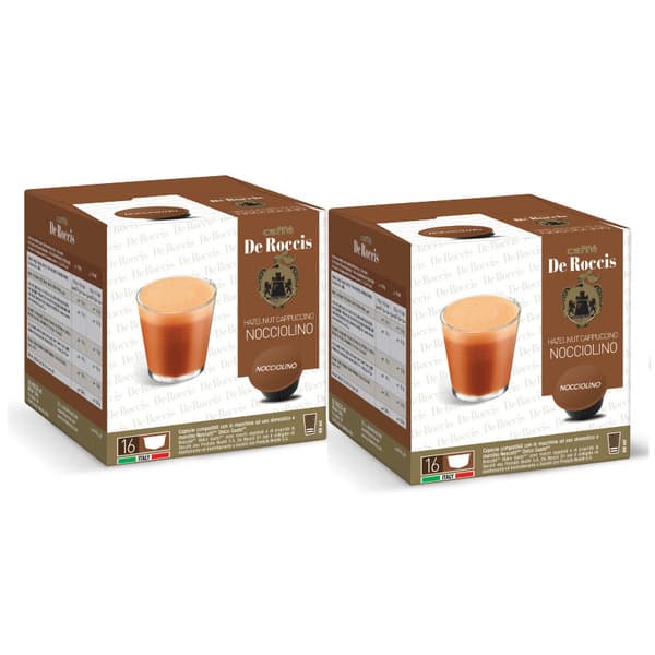 Caffe De Roccis Hazelnut Cappuccino Nocciolino Coffee Capsules 16X160G