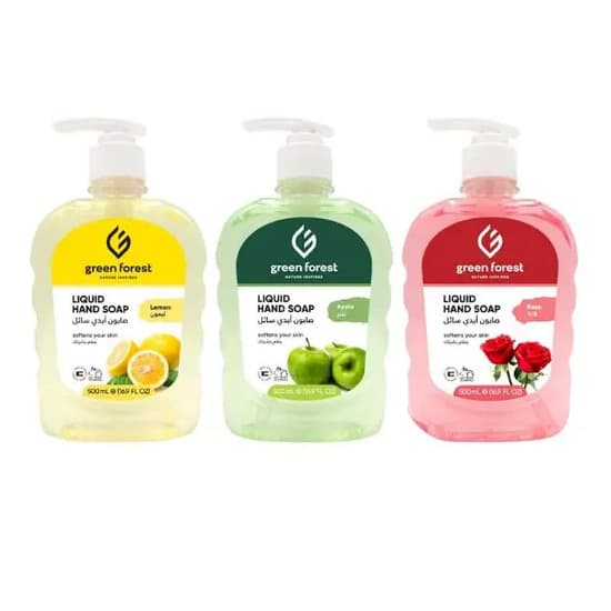Green Forest Lemon, Apple, & Rose Liquid Hand Wash Soap 3X500Ml