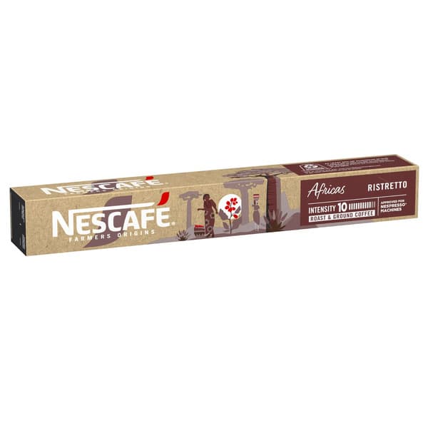 Nescafe Africas Ristretto Intensity 10 Roast & Ground Coffee Capsules 44G