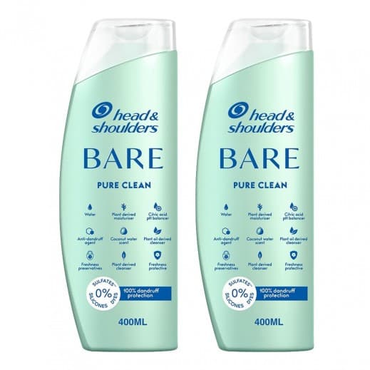 Head & Shoulders Bare Pure Clean Shampoo 2X400Ml