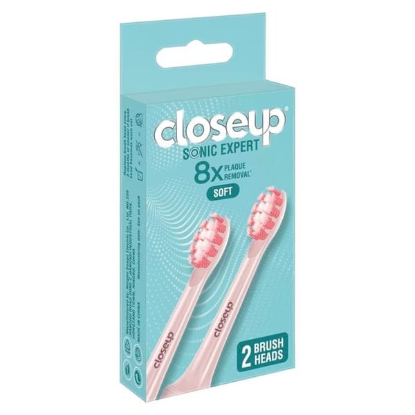 Closeup Sonic Expert Soft Pink Electric Toothbrush Refill 2Pcs