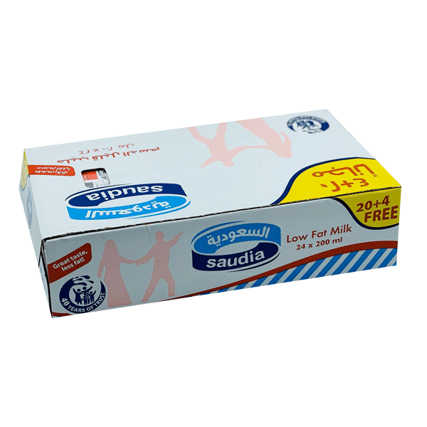 SAUDIA MILK LOW FAT 24 x 200ML