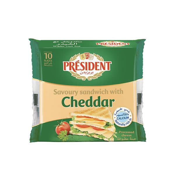PRESIDENT SAVOURY SANDWICH WITH CHEDDAR 10 SLICES 200 GM