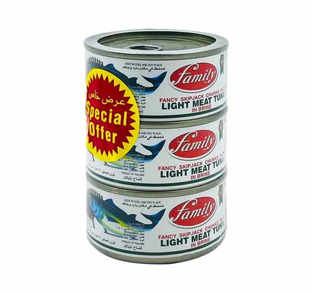 FAMILY LIGHT MEAT TUNA CHUNK BRINE PRO.3X185G