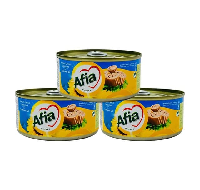 AFIA LIGHT MEAT TUNA CHUNK IN S/F OIL 3X160GM