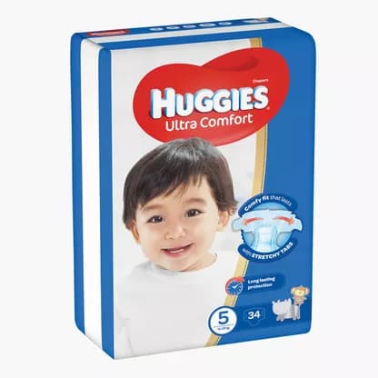 HUGGIES S5 ULTRA COMFORT BABY DIAPERS 34PCS