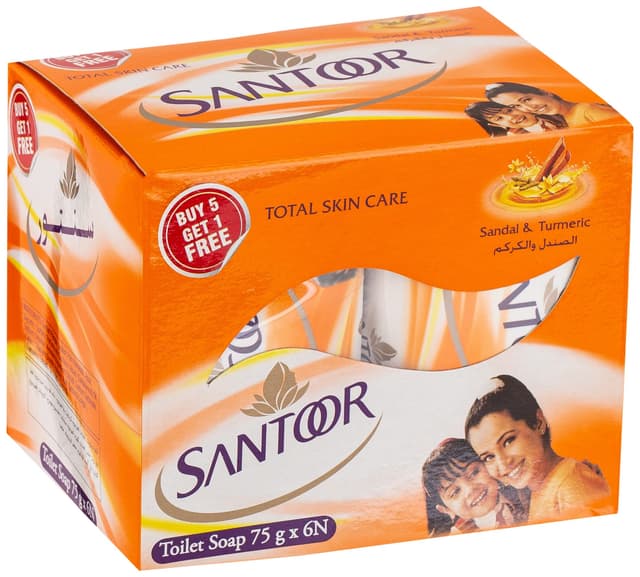 SANTOOR SANTAL & TURMERIC BODY SOAP 75GM 5+1 SPECIAL OFFER
