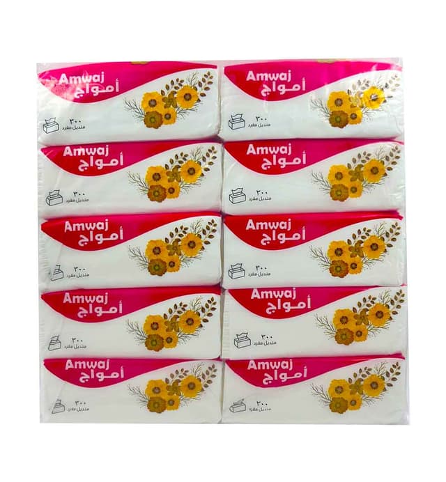 AMWAJ SOFT FACIAL TISSUE 1 PLY 10X300SHEETS