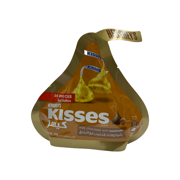 HERSHEYS KISSES MILK CHOCOLATE WITH HZLNUT 250GM