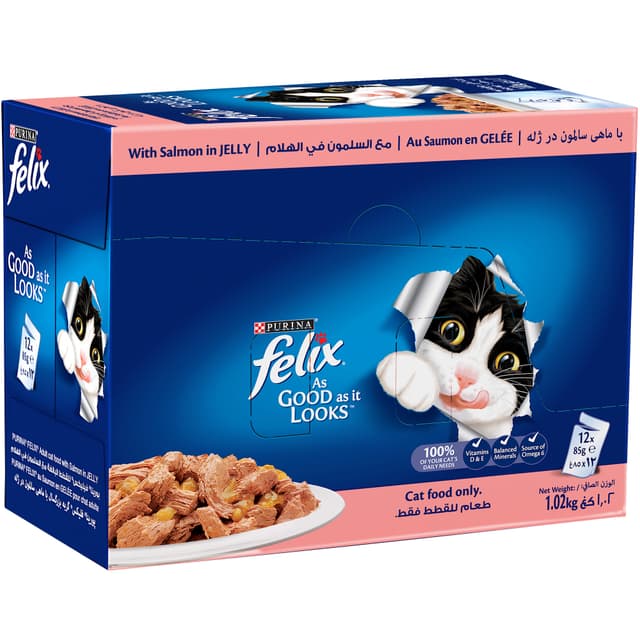 بورينا فيليكس طعام القطط بالسلمون 12*85جم