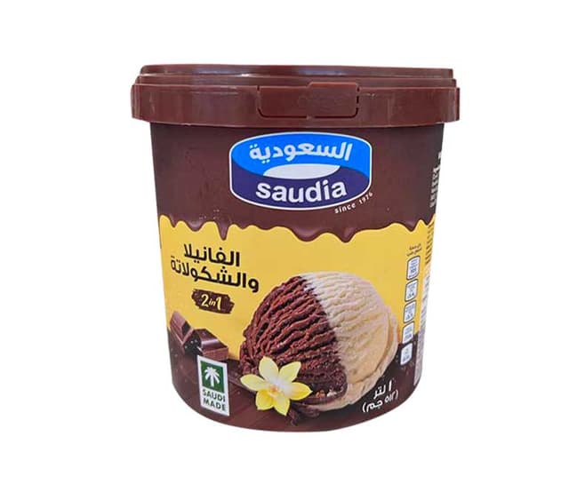 السعودية آيس كريم 2 في 1 بنكهة الشوكولاتة والفانيليا 1 لتر