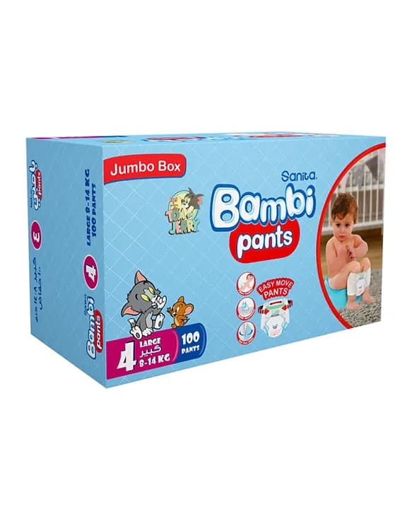 BAMBA BABY DIAPERS PANT BOX LARGE NO-4 . 100 PCS