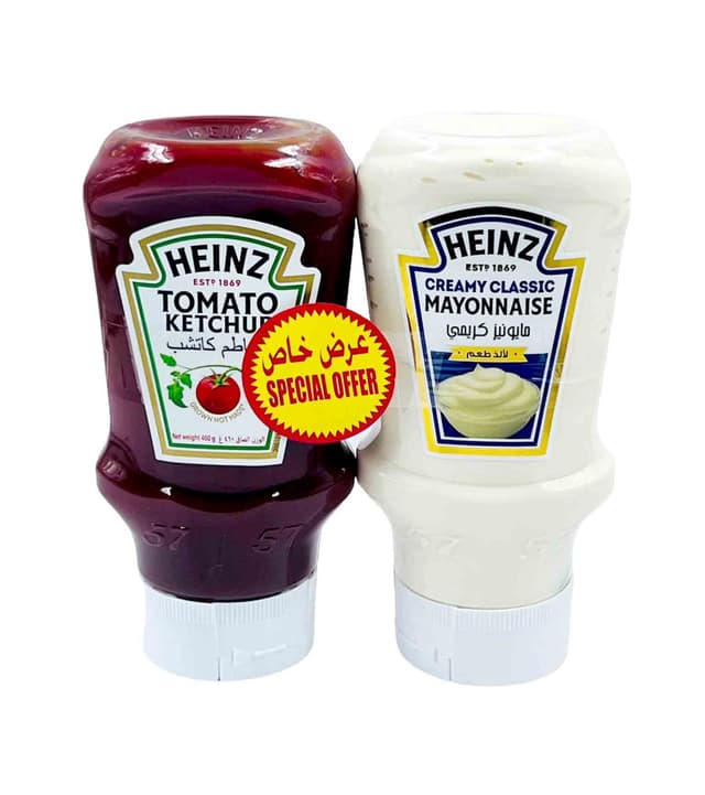 HEINZ TOMATO KETCHUP & MAYONNAISE 2X400GM