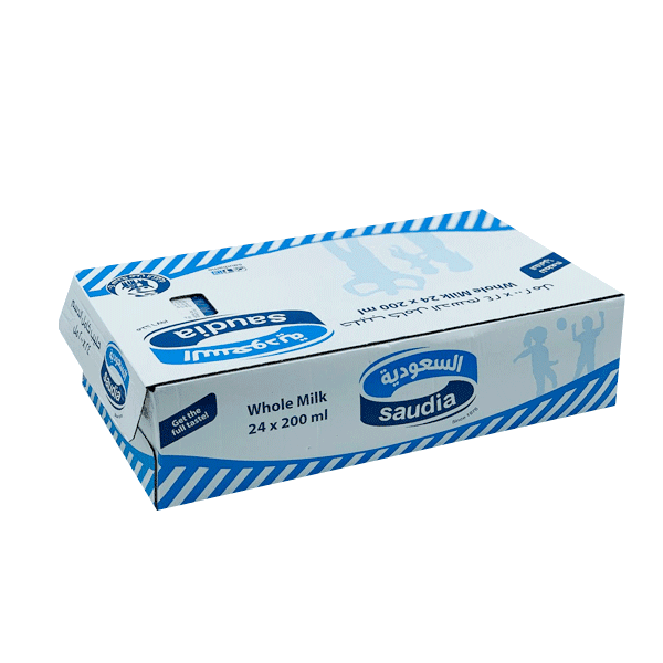SAUDIA MILK WHOLE 24 x 200ML
