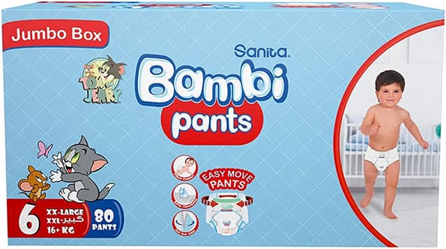BAMBA BABY DIAPERS PANT BOX X X-LARGE NO-6 . 80 PCS