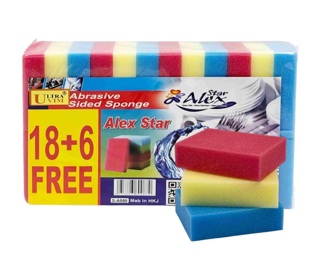 ALEX STAR DISH CLEANING SPONGE 18+6 PCS