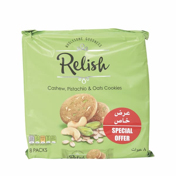 RELISH CASHEW PISTACHIO&OATS COOKIES 8X85GM