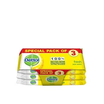 Dettol Fresh Antibacterial Skin Wipes 10 Count Pack of 3