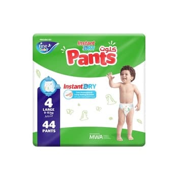 Fine Baby - Instant Dry Pants - 9-15 Kg - Size 4 - Large - 44pcs