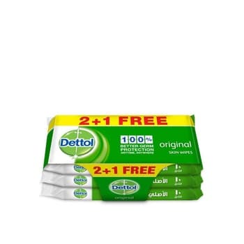 Dettol Original Antibacterial Skin Wipes 10 Count Pack of 3