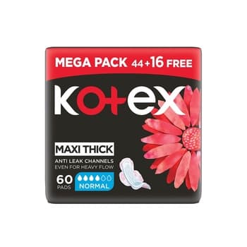 Kotex Maxi Protect Thick Pads Normal Size Sanitary Pads with Wings 60 Sanitary Pads