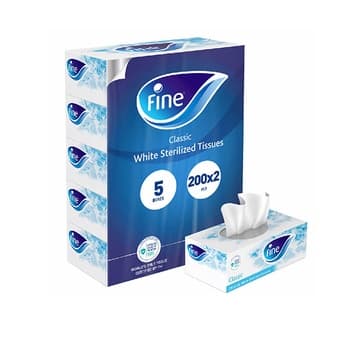 Fine Facial Tissues Classic 200sheet X 2 Ply Pack of 5
