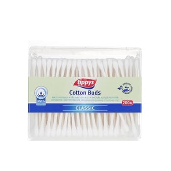 Tippys Cotton Ear Buds Rectangular Box 200 Paper Sticks